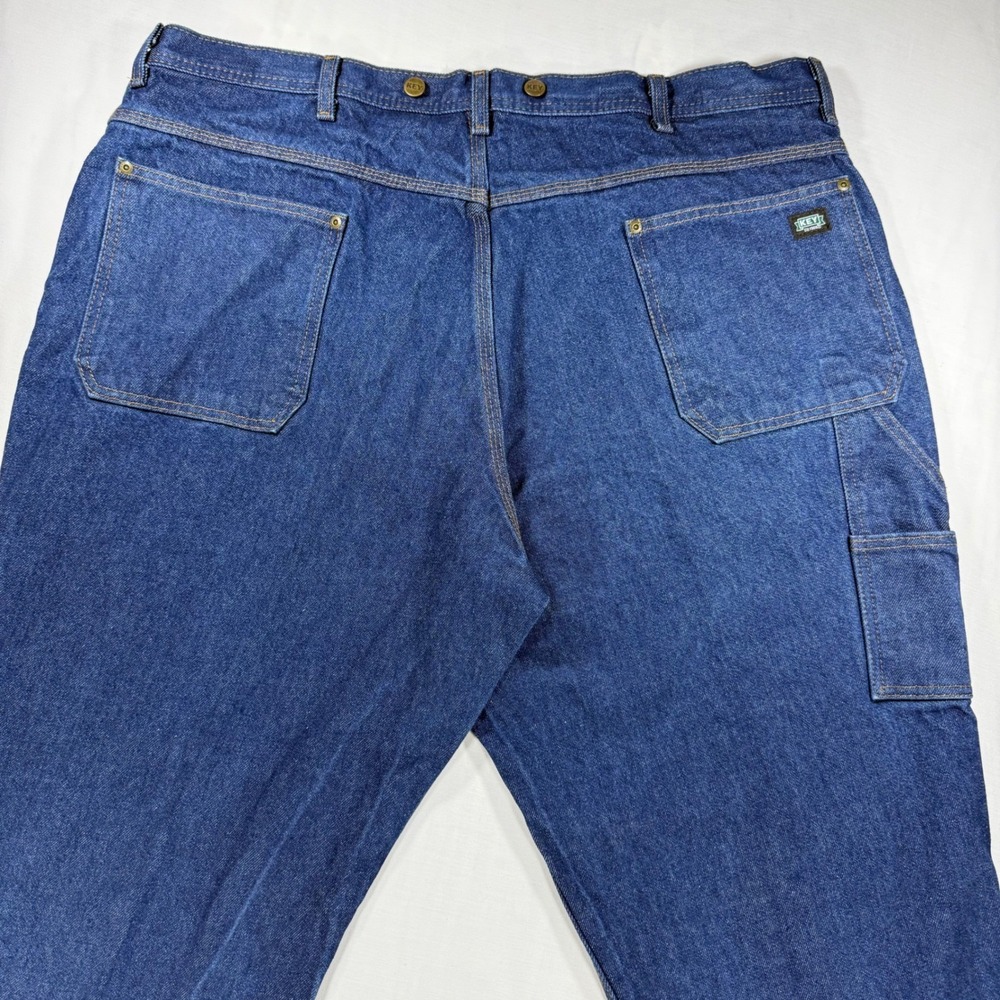Key Industries Mens Denim Logger Jeans Blue Work Pants 44x30 Cust. Hem Plus size